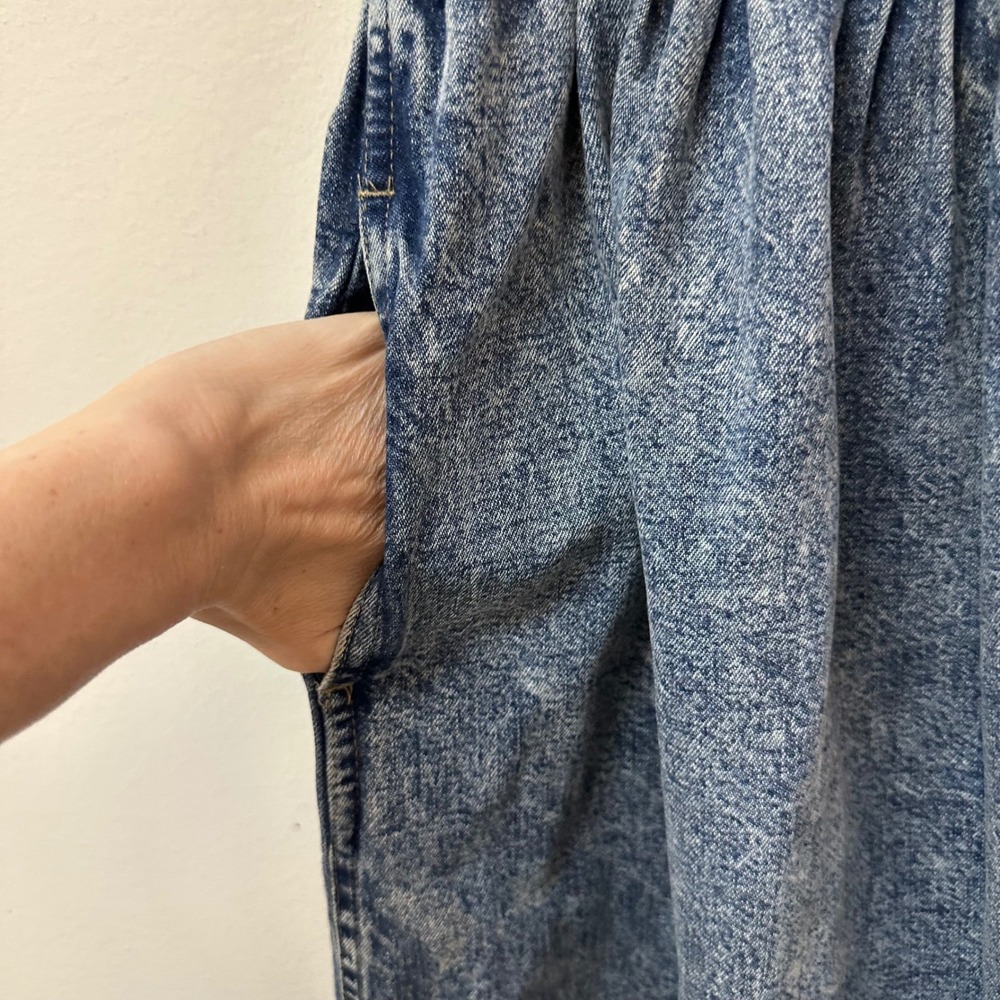 Vtg Calvin Klein Sport Denim Maxi Skirt Blue Acid Wash Side Button 90s USA 10 - Picture 7 of 9